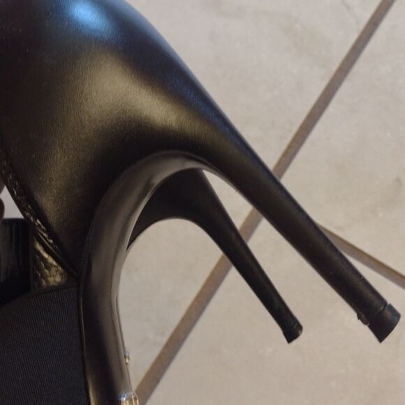 Dior black heel lace up peeptoe heeled leather bootie box stiletto Italy size 9 - Picture 8 of 14